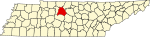 Map of Tennessee highlighting Davidson County